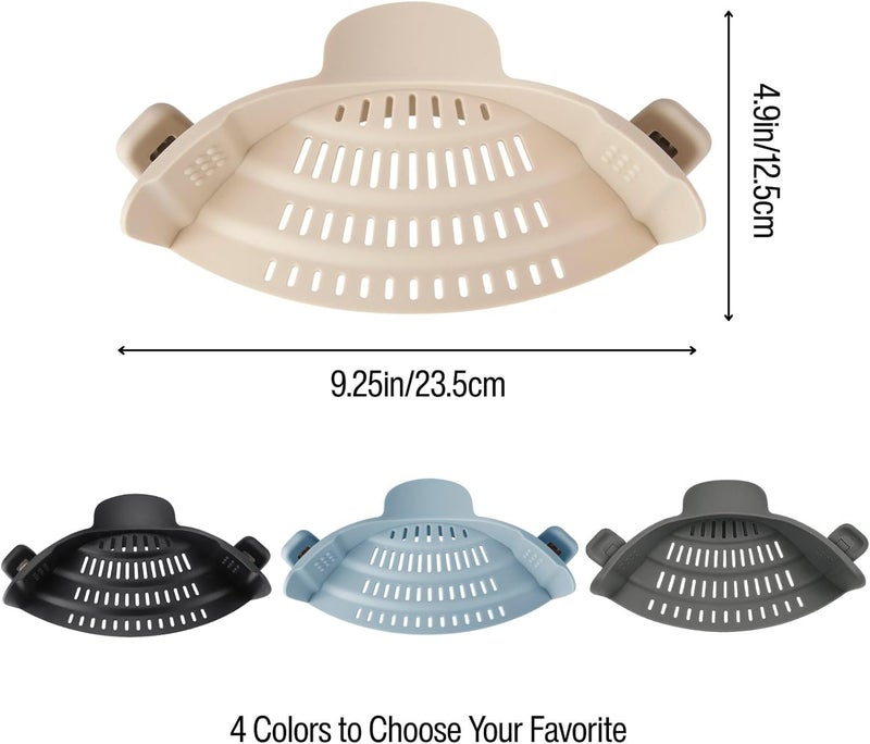 Emptycolor Silicone Pot Strainer, Adjustable Clip On Strainer for Pots Pans, Heat Resistant Pot Drainer, Kitchen Pasta Colander for Vegetables and Noodles (Light Tan) - Image 2